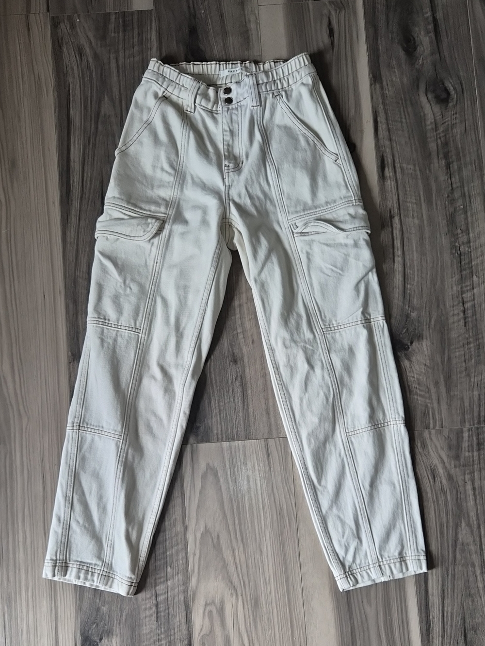 Cream Cargo Y2K Pants Casual White Utility Bottoms XS